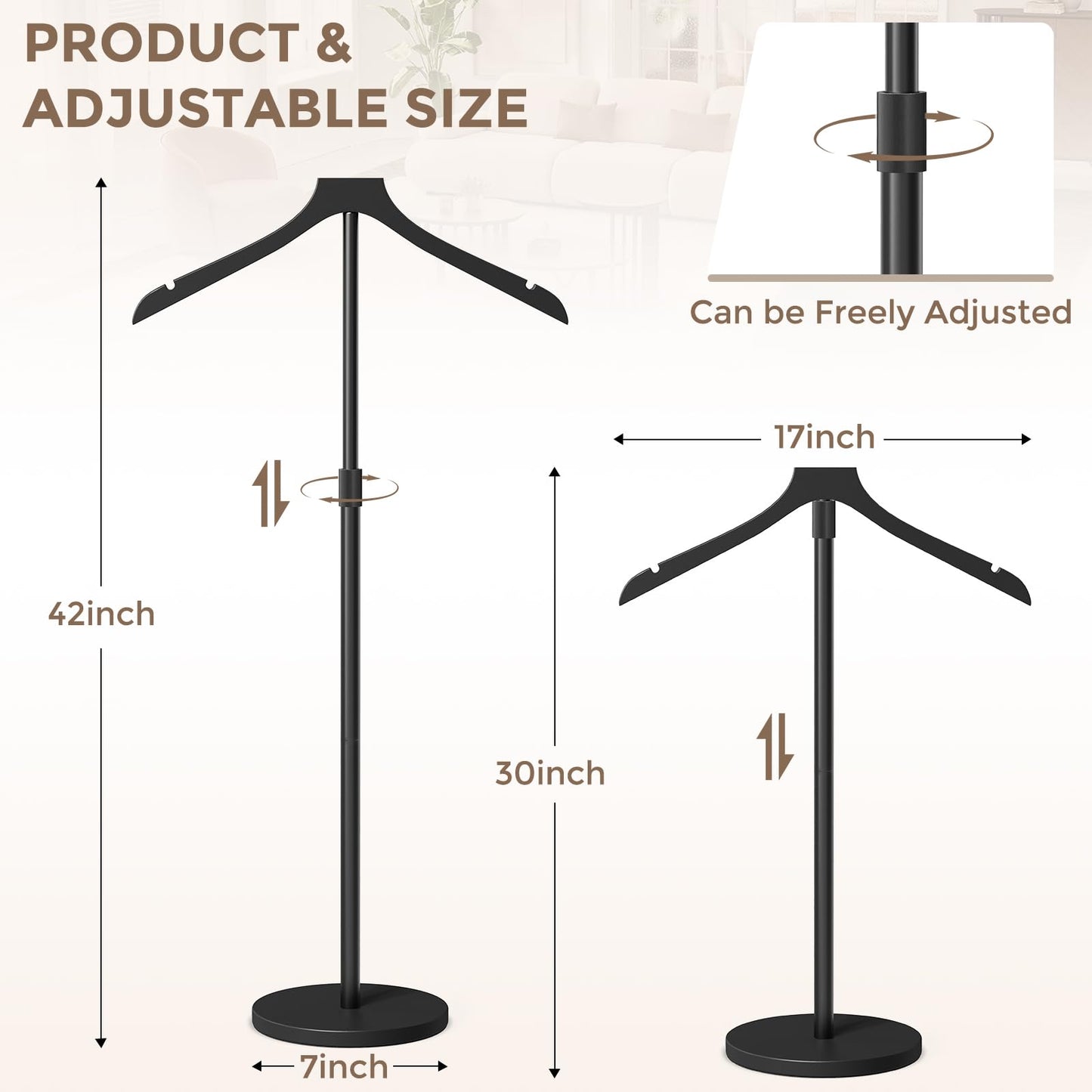 OLV 2 Pack Mannequin Torso, Adjustable Shirt Display Stand 30 to 41 Inches Height, Stable Dress Form Clothing Display Stand for Vendor, Portable Garment Rack for Cap and Gown, Black
