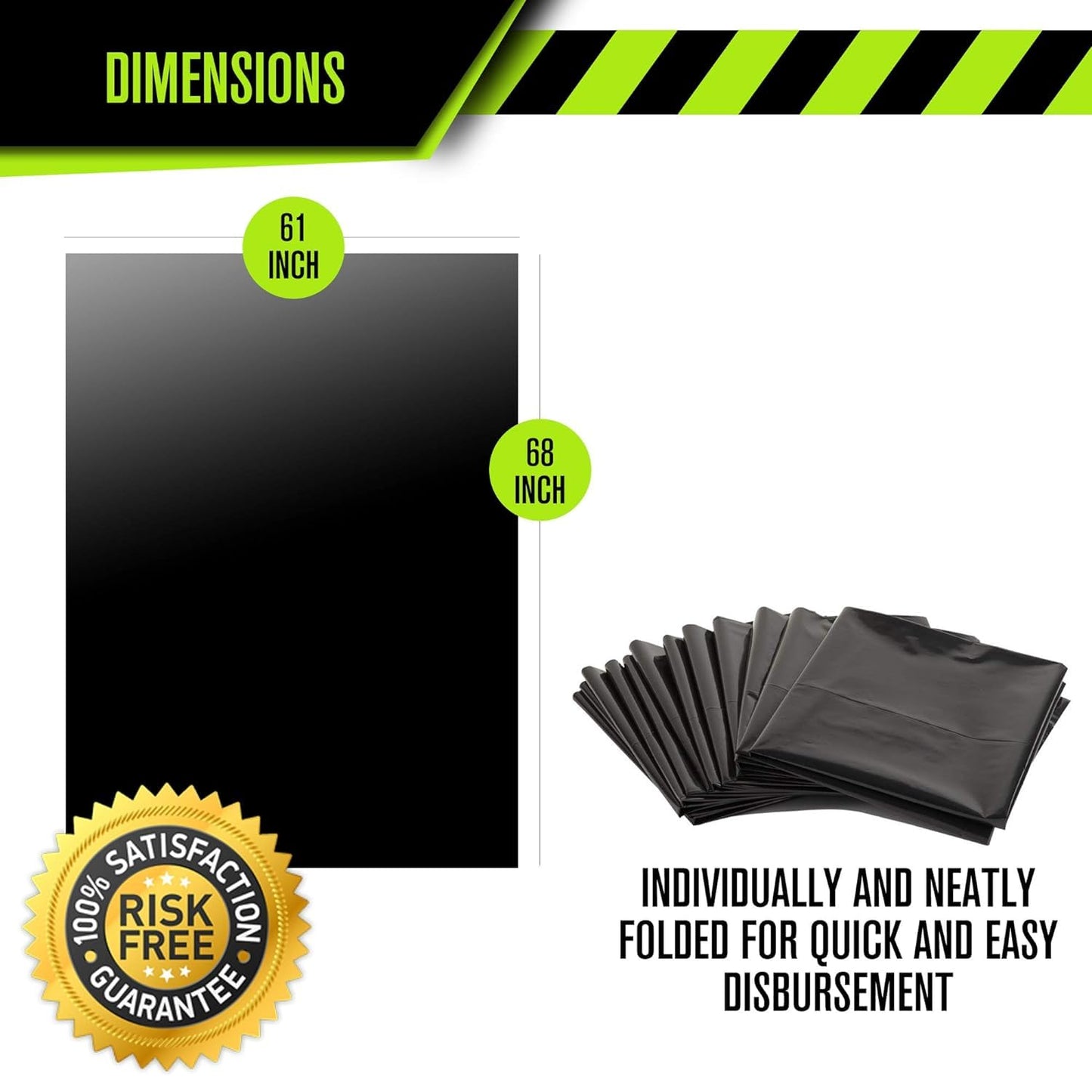 Aluf Plastics PG6-9560 Heavy Duty 95 - 96 Gallon Trash Can Liners - (Huge 50 Pack) - 2.0 MIL Thick Garbage Bags for Toter, Contractors, Lawn, Leaf, Yard Waste, Commerical Kitchen, Industrial, Construction, Garage