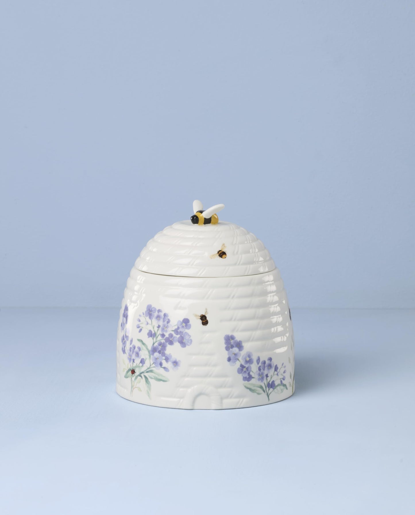 Lenox Home And Kitchen, Butterfly Meadow Beehive Candy Jar, Porcelain Material, Candy Bowl, Dishwasher Safe, Kitchen And Dining, Butterfly And Flowers, Pantry Storage, Table Decor (White, 1 Piece)