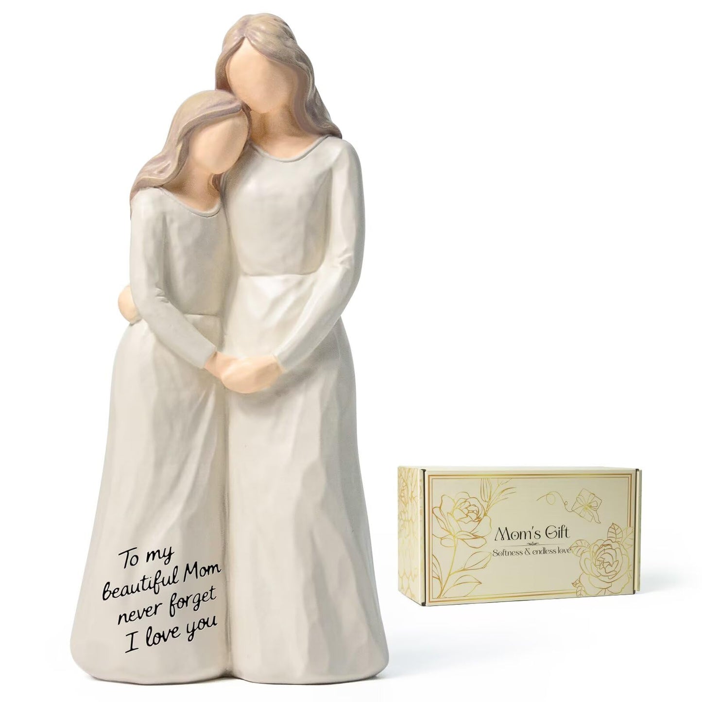 Jubilora Gifts for Mom from Daughter, Mother Daughter Figurine Gift for Mother's Day, Christmas, Thanksgiving, Mom Birthday Gifts for Home Tabletop Shelf Decor, White, Resin
