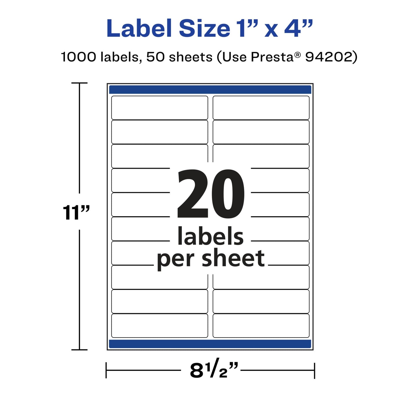 Avery Printable Durable White Rectangle Labels, Sure Feed Technology, 1" x 4", Waterproof Labels, Laser & Pigment-Based Inkjet Compatible, 1000 Total, Great for Product Branding, Marketing, and More