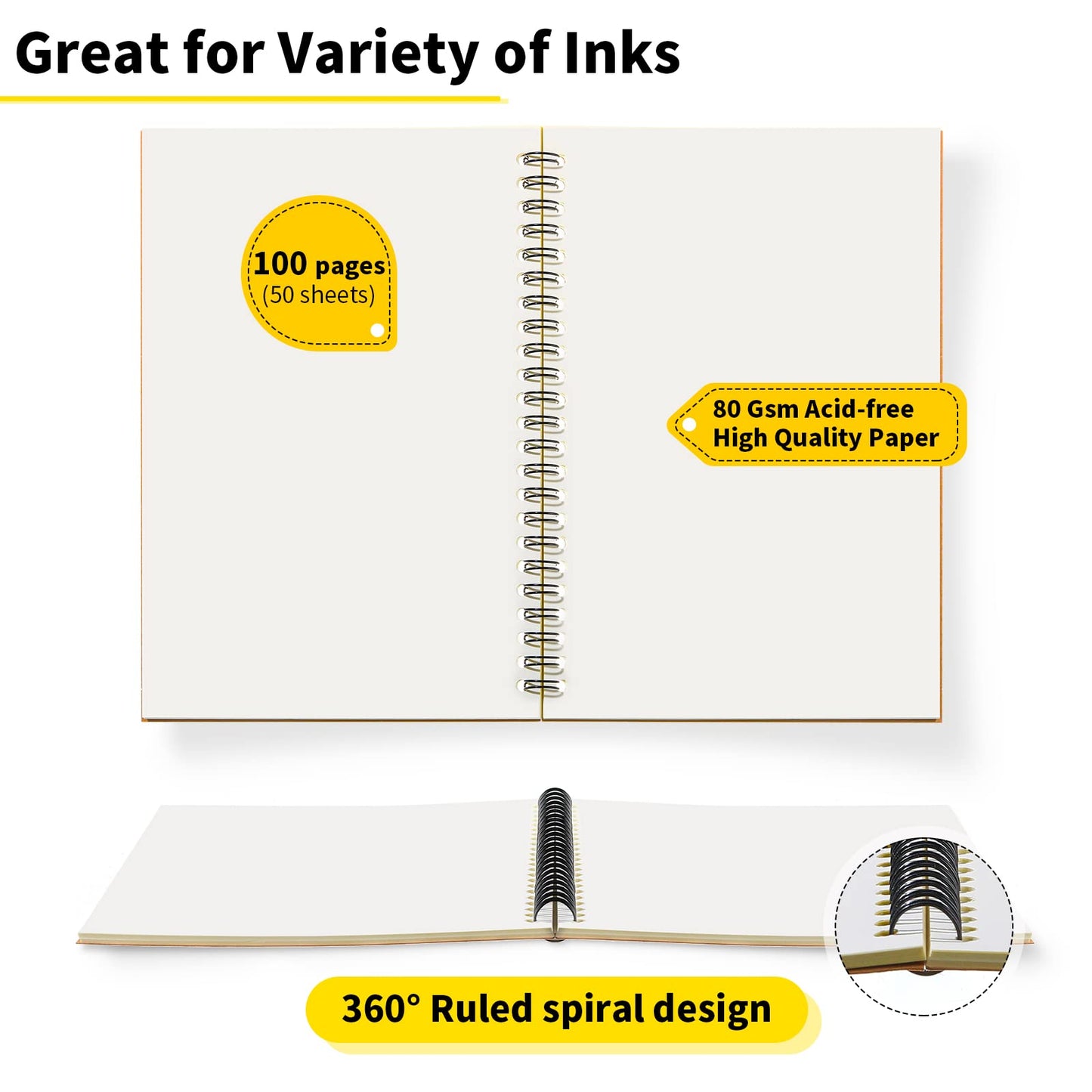 Epakh 22 Pack Spiral Notebooks A5 Bulk Back to School Hardcover Spiral Journal Notebook 5.5 x 8.3 Inch, First Day of School Journal Paper Notebook for Writing, 50 Sheets 100 Page (Unlined,Brown)
