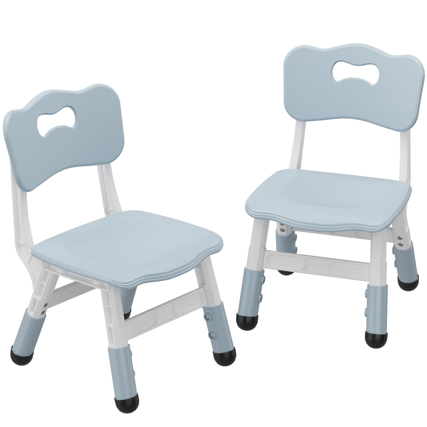 BouPower 2-Pack Adjustable Kids Chairs, 3-Level Height Plastic Toddler Chair with Non-Slip Base & Stackable Design, for Home School Classroom Daycare Indoor Outdoor Use, Ages 2-8, Grey