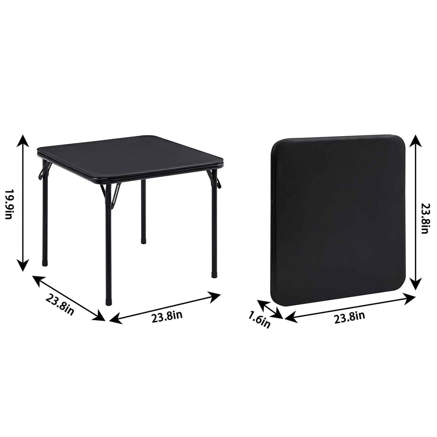 VECELO 24'' Kids Folding Activity Card Table, with Soft Padded Tabletop, 1 Piece, Matte Black