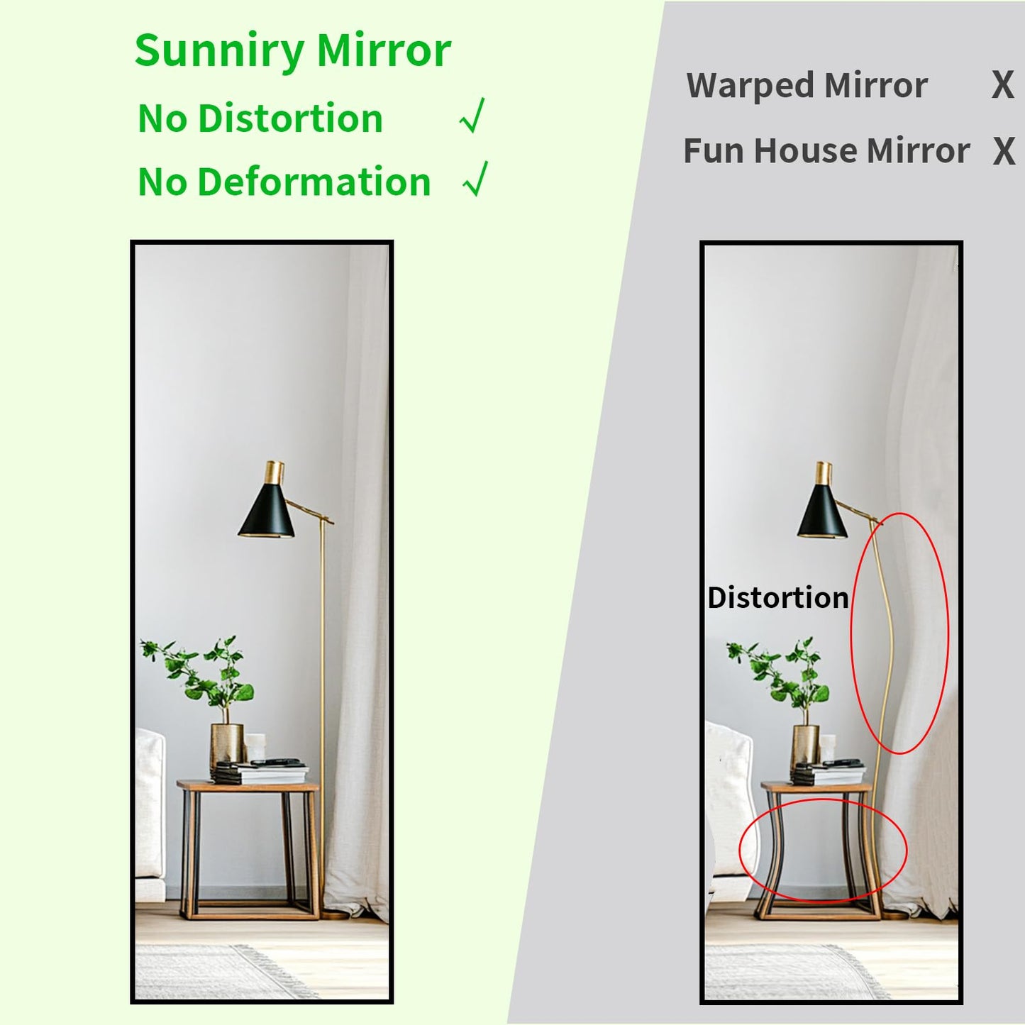 Sunniry Full Length Mirror 56x16 inch, Full Body Mirror with Aluminum Metal Frame, Standing Mirrors for Bedroom, Livingroom, Cloakroom, Hallway, Home Décor.