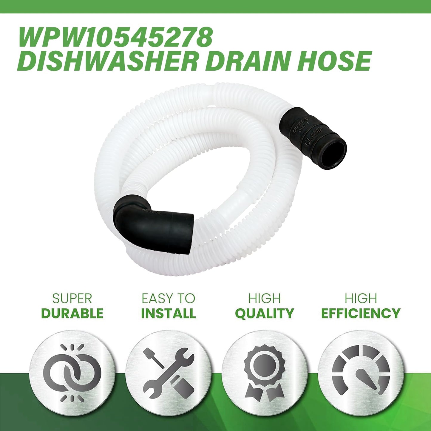 WPW10545278 Dishwasher Drain Loop Hose With Check Valve Compatible With Whirlpool, Replacement W10137608 W10193583 W10195750 W10418848 W10418849 W10481093 W10545278 W10688890 WPW10545278VP 3527803