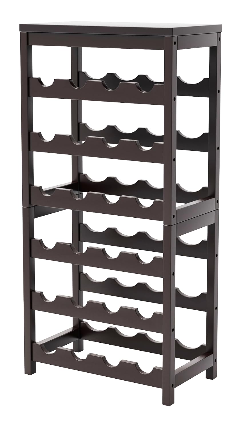 WRONWA 24 Botttle Wine Rack Freestanding Floor, 6 Tier Wine Rack Shelf with Table Top, Bamboo Wine Rack, Wine Storage Shelves Kitchen Bar Dining Room Living Room - Dark Brown