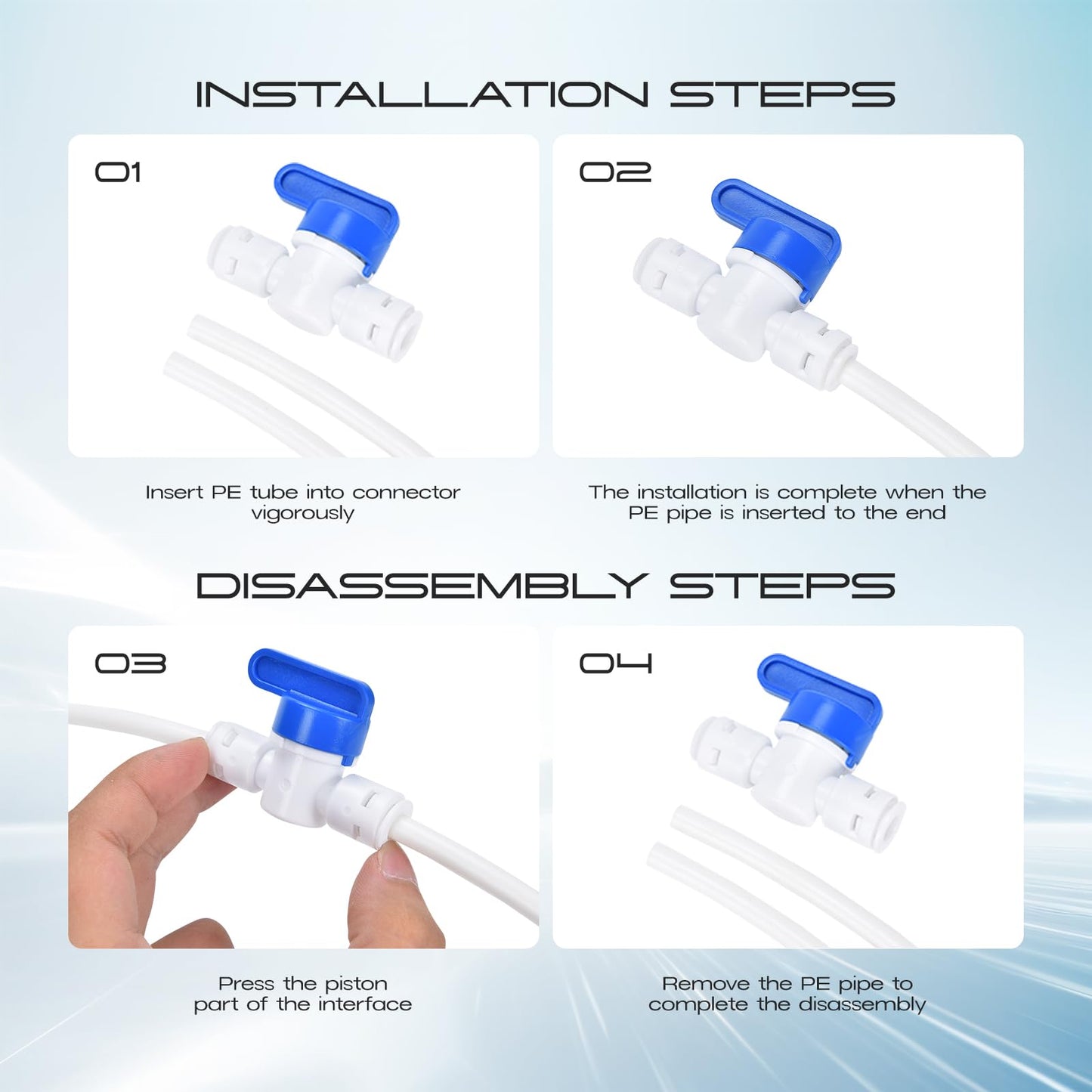 3/8 Water Line, cnaodun with 3/8" OD 32.8ft Water Tubing Reverse Osmosis Quick Connect Fittings Push To Connect Water Tube Fittings for RO Water Filter