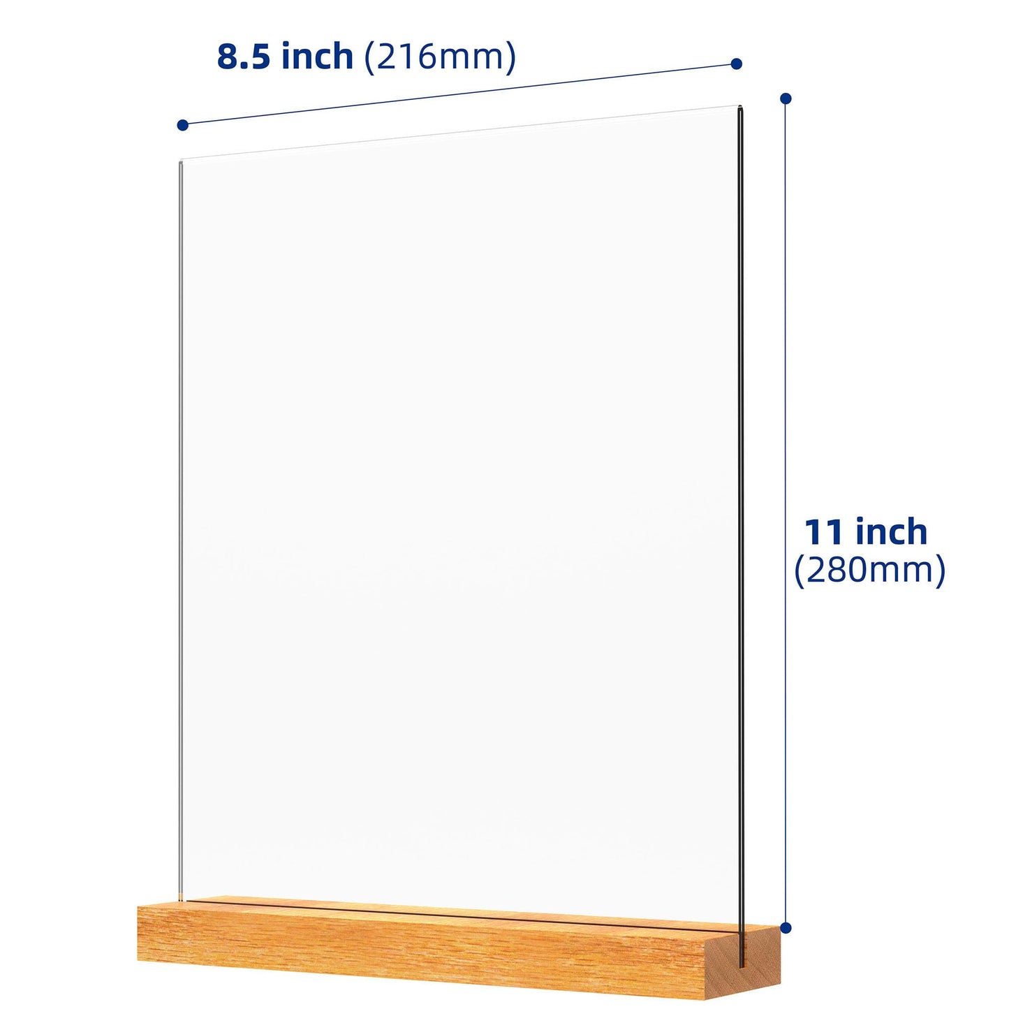 YEEON 8.5x11 Inch Acrylic Sign Holder with Wooden Base, Desktop Display Stand (8.5x11 5Pack)