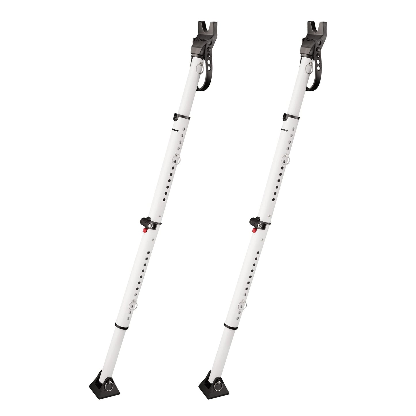 Master Lock White Compact Door Stopper Folding Security Bar, Adjustable from 25-1/2 to 43-1/2 Inches Long for Hinged and Sliding Doors, Door Barricade, Pack of 2, 270EC2