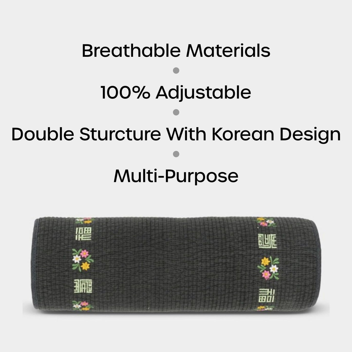 Kepitome 12-inch Korean Buckwheat Cervical Neck Roll — Compact Cypress-Filled Bolster Pillow for Targeted Neck Support (BTS Jungkook's Pick) — Adjustable Firmness, Organic Cotton Cover