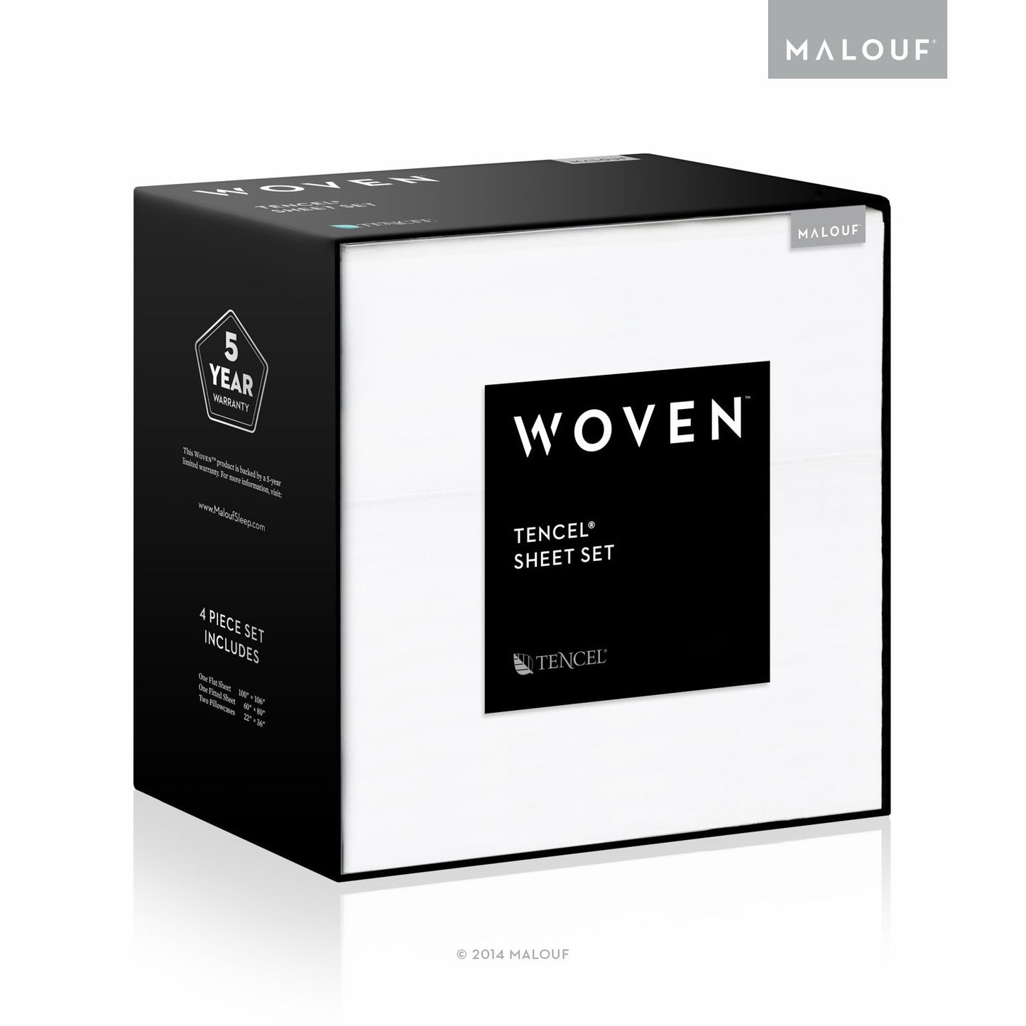 Malouf Soft and Eco Friendly Tencel Pillowcase-and-Sheet-Sets, Twin, White