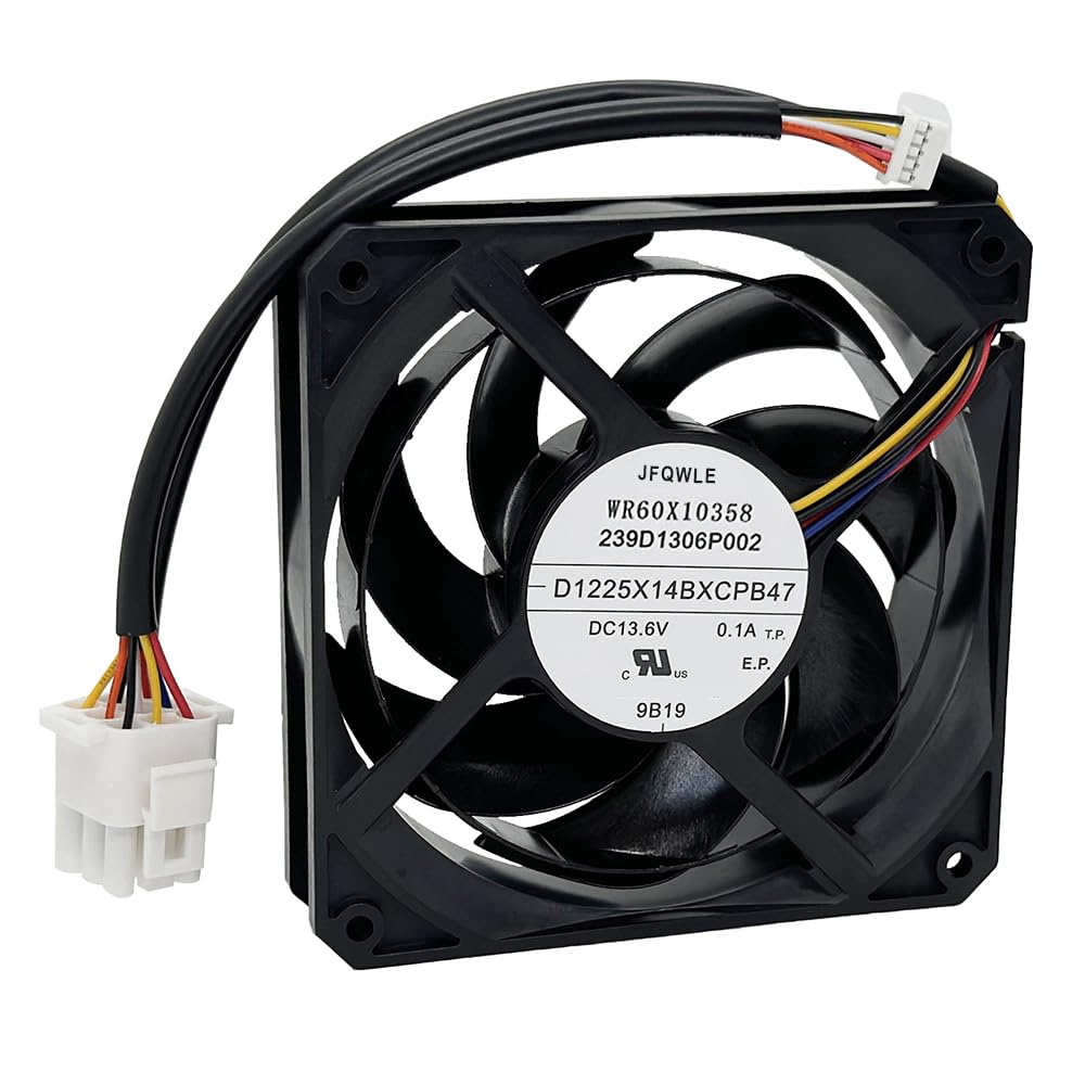 JFQWLE WR60X10358 Fan Condensor for GE Refrigerator Replaces WR60X10339, Fit for CFE28TSHBSS CFE28TSHCSS GFE29HS etc. DC 13.6V 0.1A Freezer Evaporator Fan
