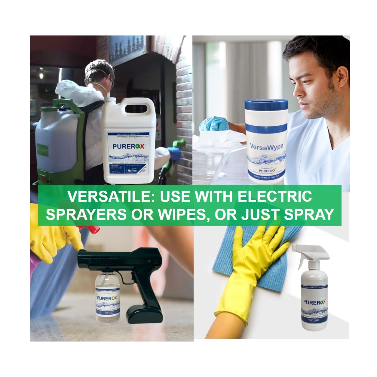 PUREROX disinfectant (1 gallon) Eliminate 99.9999% viruses, Norovirus, HIV, MRSA and fungi. PUREROX Hypochlorous technology. Hospital Grade. Use Anywhere. No residue.No Rinse. Suitable All Surfaces