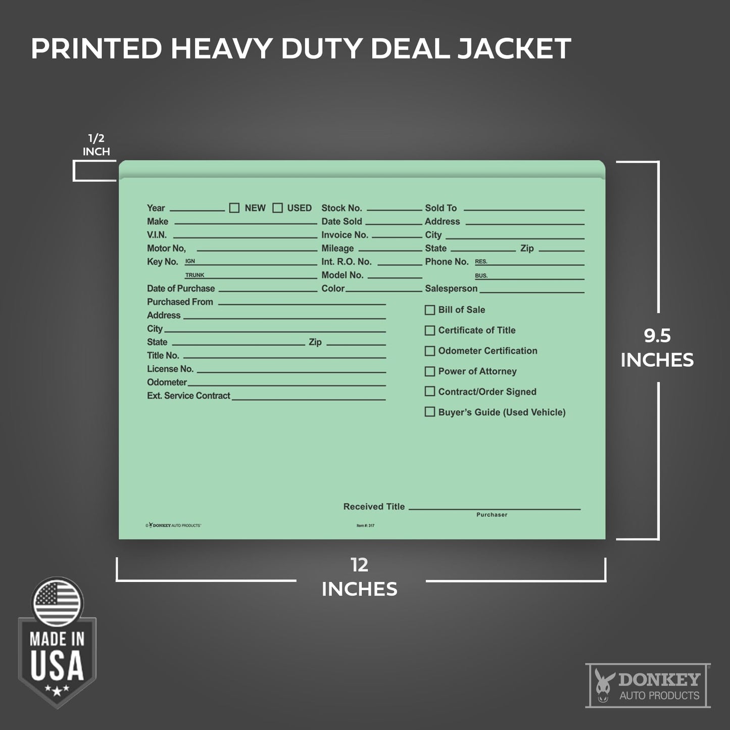 Printed Heavy Duty Deal Jackets – Green (100 Shrink Wrapped)
