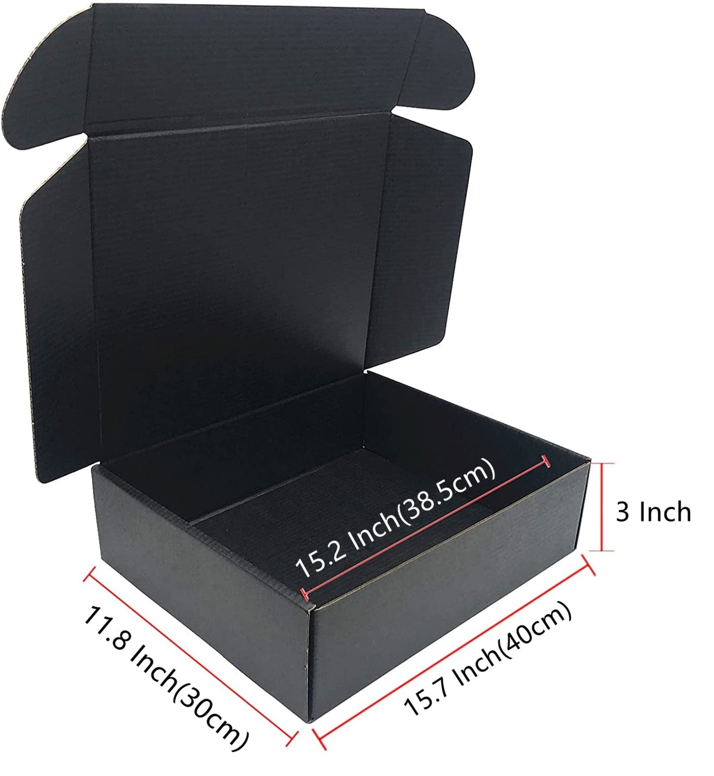 Black Cardboard Shipping Box 15.7x11.8x3 Inch Corrugated Packaging Storage Boxes 10 Pack (Inside Size: 15.2 x 11.6 x 3")