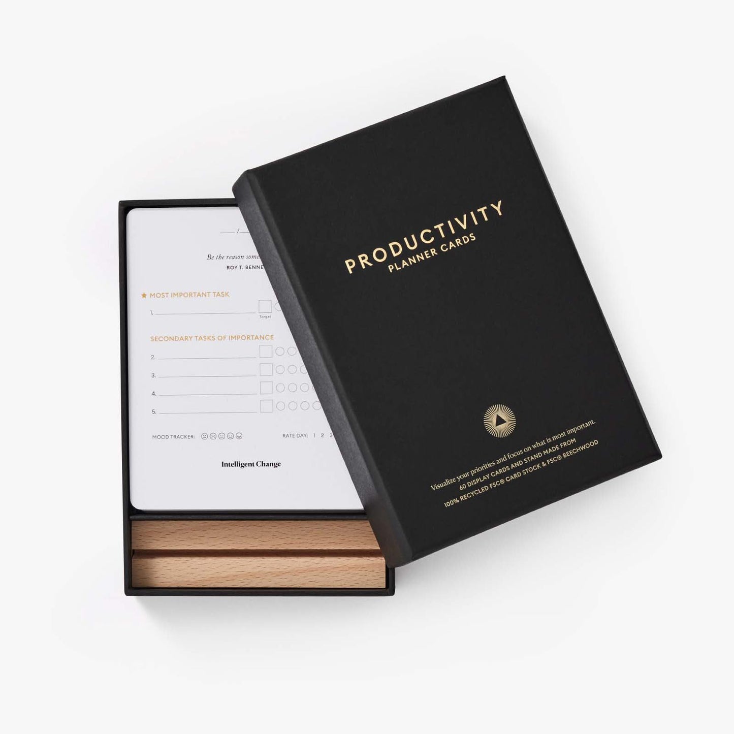 Intelligent Change Productivity Planner Cards with Display Stand, Compact Desk-Friendly Daily Prioritization Cards, Inspirational Quotes, Dual-Purpose Design for Daily Organization and Notes