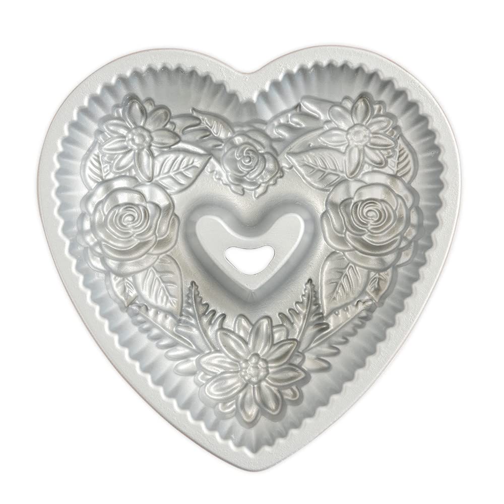 Nordic Ware Wildflower Heart Bundt, 6 Cup, Toffee