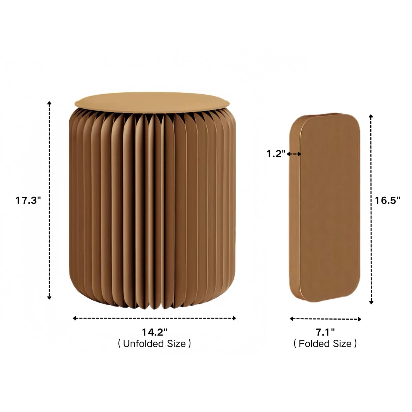 NOONTIDE Folding Stool - 17Inch Home Furniture 660lb Load Capacity Foldable Paper Stool Eco-Friendly Kraft Paper Honeycomb Design,Foldable to 1.2",Brown Modern Minimalist Stool for Living Room(Brown)