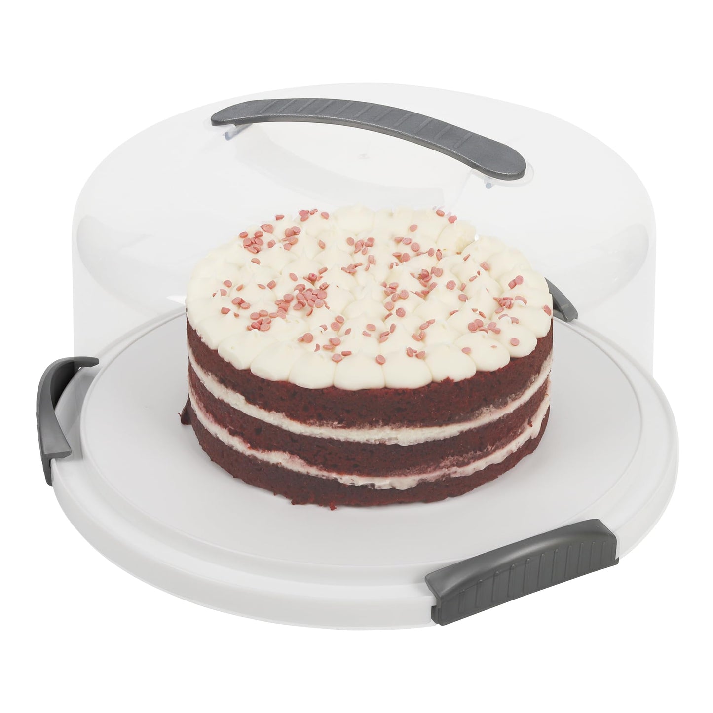 Extra Large Cake Carrier/Storage Container With Server - Holds up to 12 Inch 3-Layer Cake, Plate With Lid/Holder With Lid/Cover Clear Dome - Transports Pies or Other Desserts