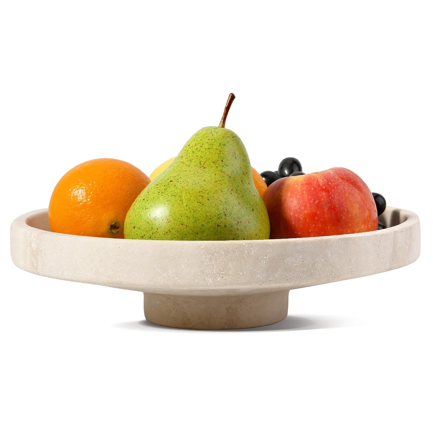 Koville Natural Travertine Fruit Bowl for Kitchen Counter – Decorative Stone Serving Decorative Bowl for Vegetables, Foods and Home Decor Centerpiece