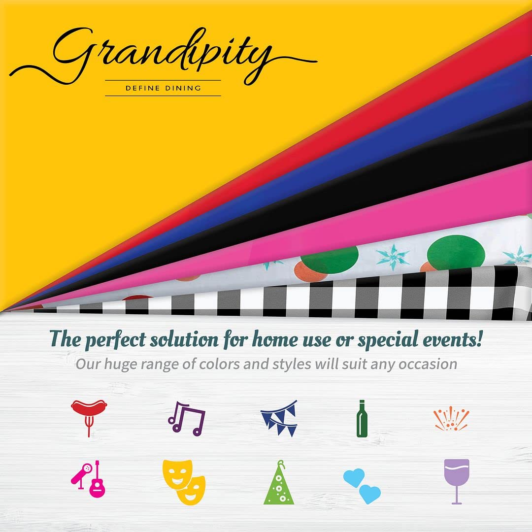 Grandipity 12 Pack Premium Disposable Plastic Picnic Tablecloth 84" Inch Decorative Round Table Cover - Red Checkered Gingham