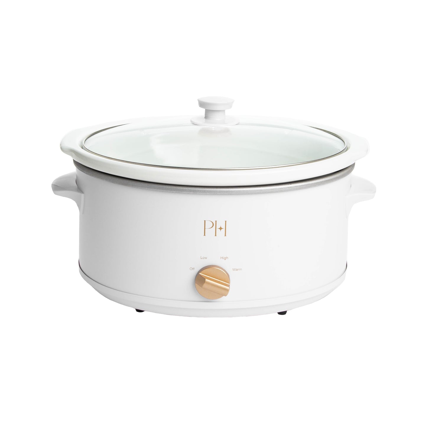 Paris Hilton 6-Quart Manual Slow Cooker, Naturally Nonstick Stoneware Ceramic Insert, Three Settings (Low, High, Warm), Dishwasher Safe Family Size Slow Cooker, White