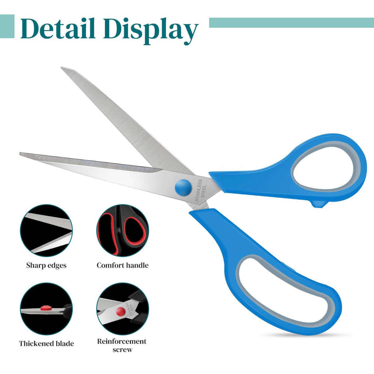 Xnluothsk 48 Packs 8" Sewing Craft Scissors Bulk,Multipurpose Heavy Duty Sharp Paper Scissors,Stainless Steel Shears for Home Office Student Teacher Supplies