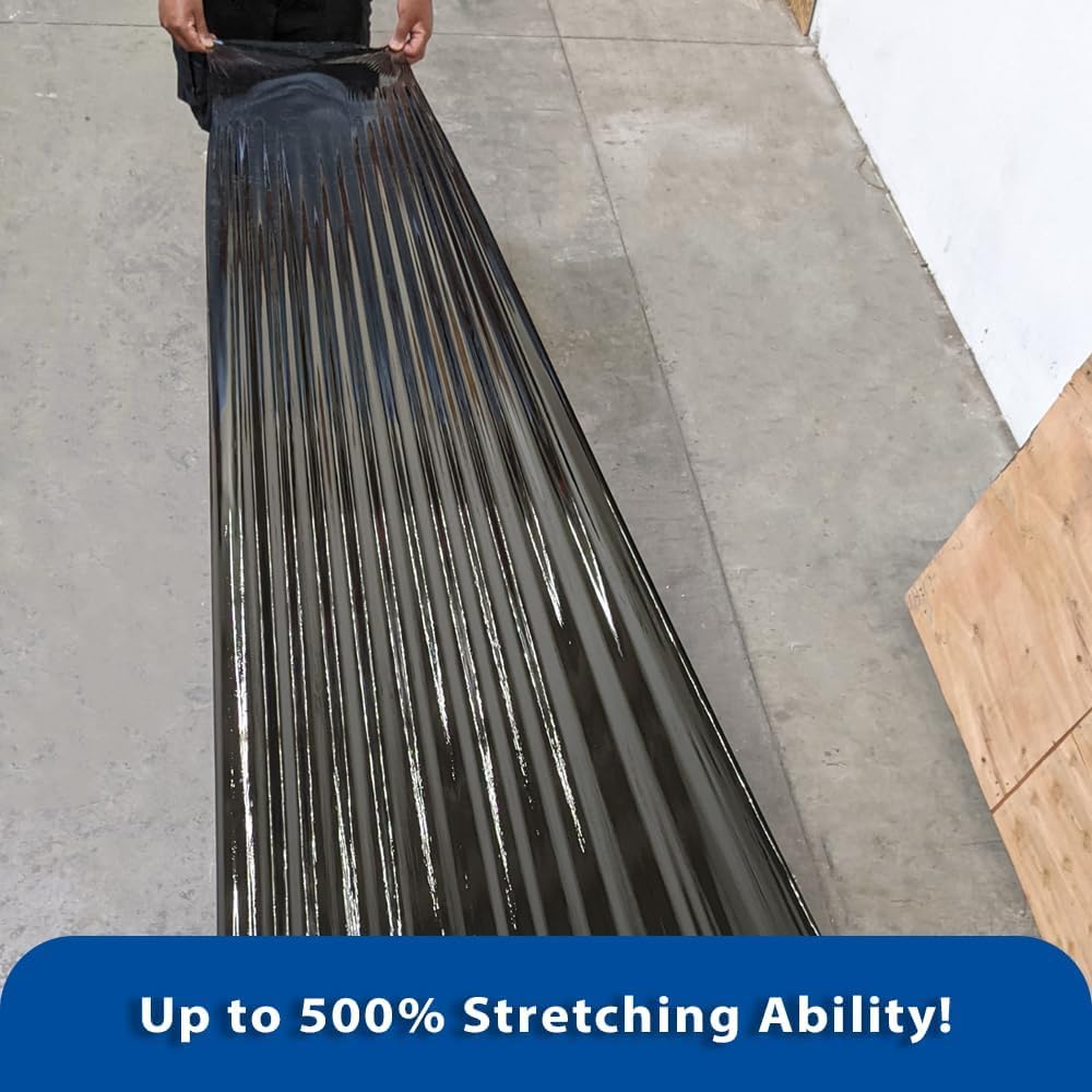 Lifetime Supplies 4 Rolls x 18 Inch x 1500 FT x 80 Gauge [Upgraded] Black Premium Stretch Wrap, Heavy Duty Shrink Film for Shipping, Moving, Sealing - Stronger & Thicker, Durable