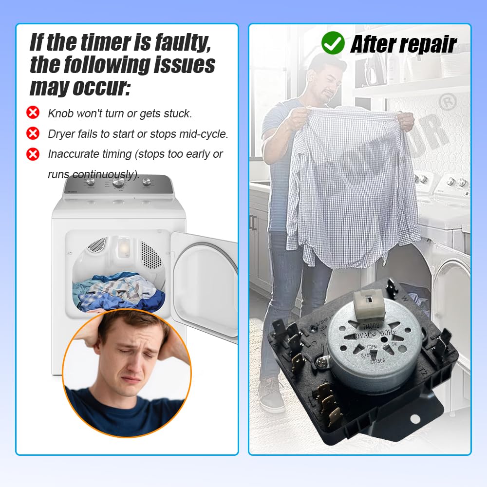 BOVZOR W11566735 W11685947 Dryer Timer Replacement for Maytag Dryer MED4500MW0 YMED4500MW0 Replaces 4981088 AP7215858 PS17216594 EAP17216594 FIX17216594 162-428-1