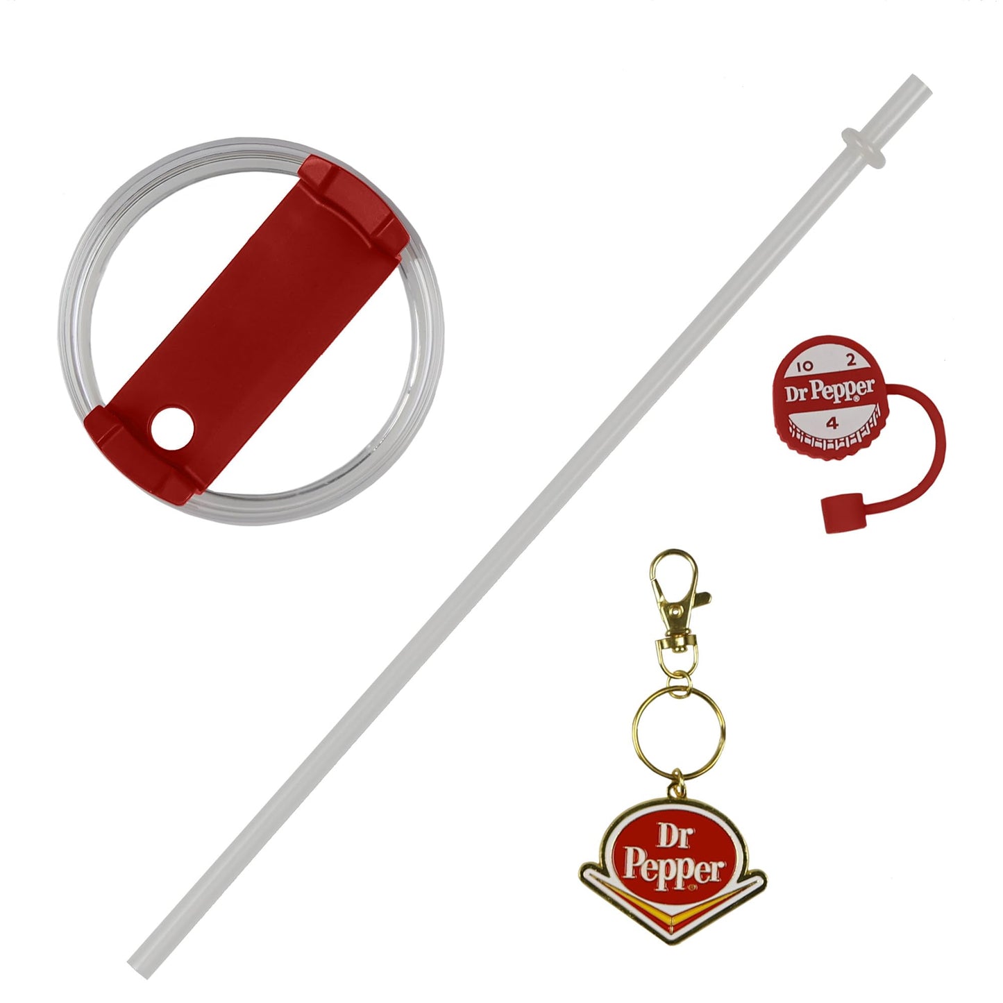 Culture Fly Dr Pepper 30-oz Stainless Steel Tumbler Cup Set with Handle Straw Cover Topper Retro Logo Keychain Insulated Travel Mug