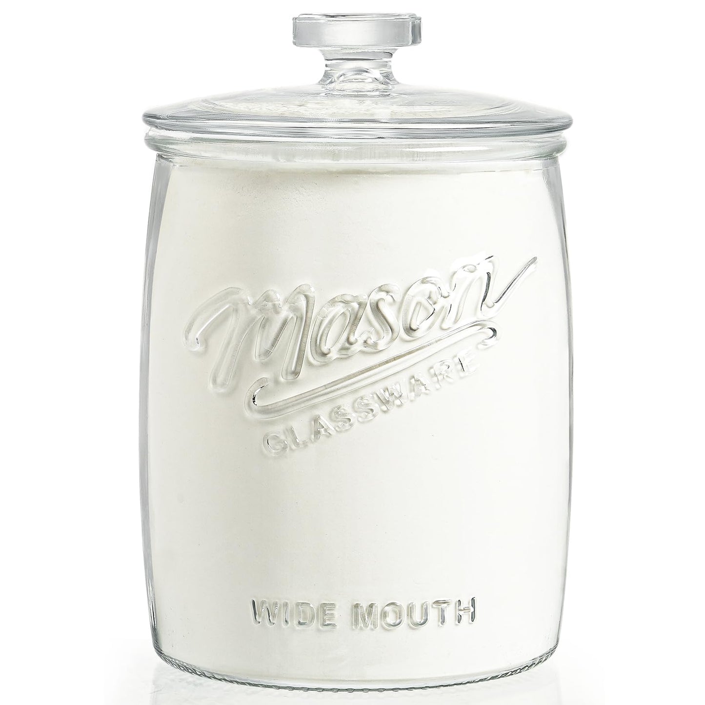 Dwbligt 1 Gallon Glass Cookie Jar with Airtight Lid, Wide Mouth Mason Jar for Pantry & Laundry Room Organization, Large Apothecary Jars for Sugar, Candy, Rice, Dog Treat & Food Storage Jar– Set of 1