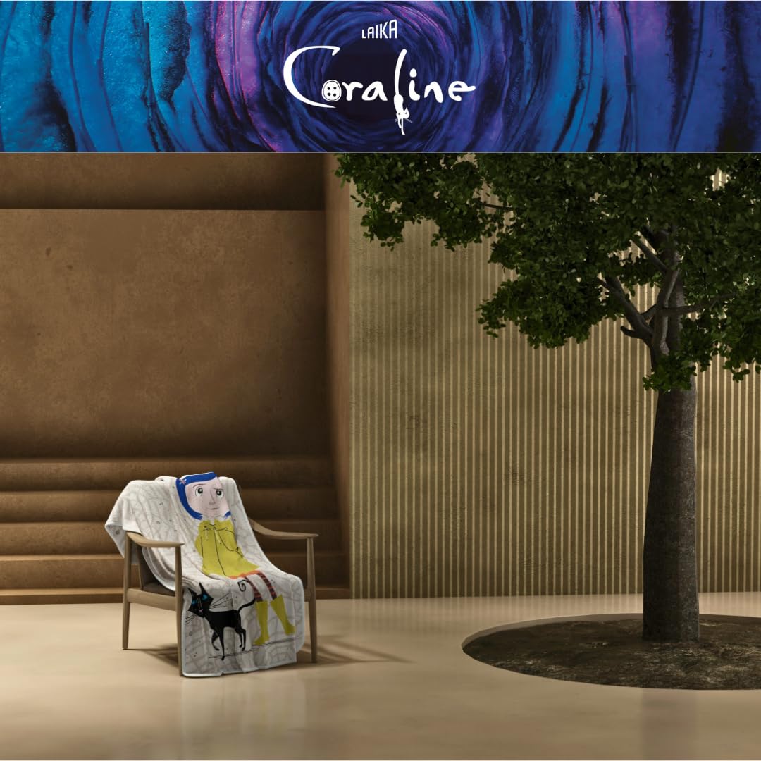 Collectibles Coraline Movie Bedding Super Soft Cozy Plush Throw, 46 in x 60 in, (Officially Licensed Product) by Franco