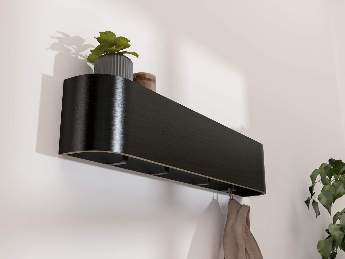 OLEEK Wall Coat Rack with Shelf - Wall Shelf with Hooks - entryway Hooks - Modern Coat Rack - Wooden Mount for Home Decor - Jacket Hanger - Coat Hanger wall Mount