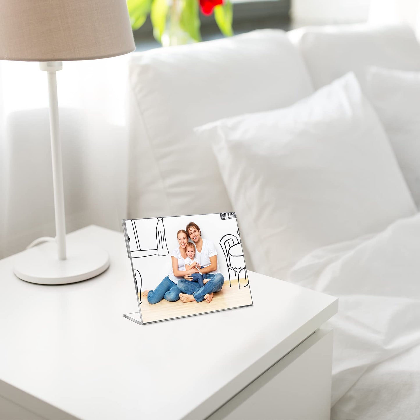 36 Pack Acrylic Picture Frame 5 x 7 Inch Display Stands Sign Holder Photo Booth Slanted Back Clear Self Standing Horizontal Stand L Shape Photo Frame for Collage Landscape Home Office Restaurant