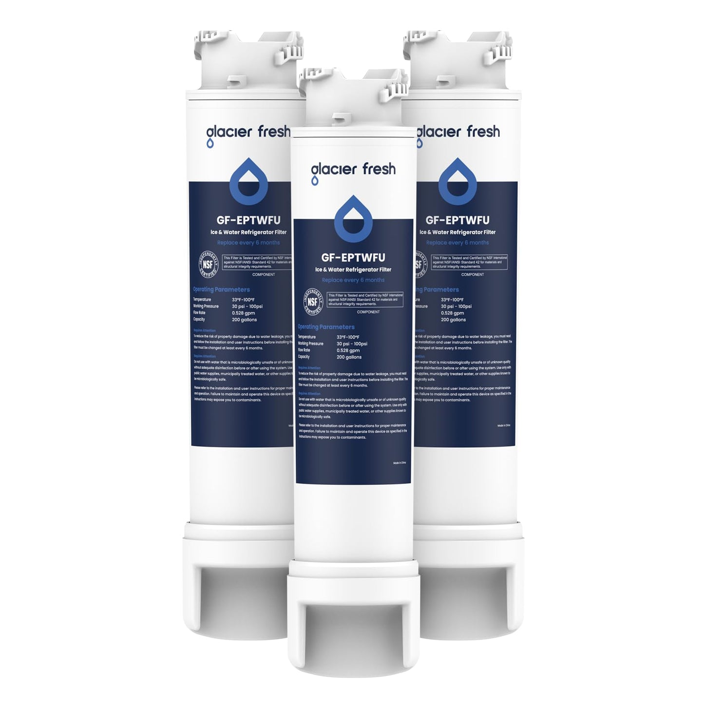 GLACIER FRESH GF-EPTWFU Water Filter Replacement, Compatible with EPTWFU01, EWF02, Pure Source Ultra II, Pure Source Ultra 2, 012505454226, 4562222, 807946701, 3 Pack