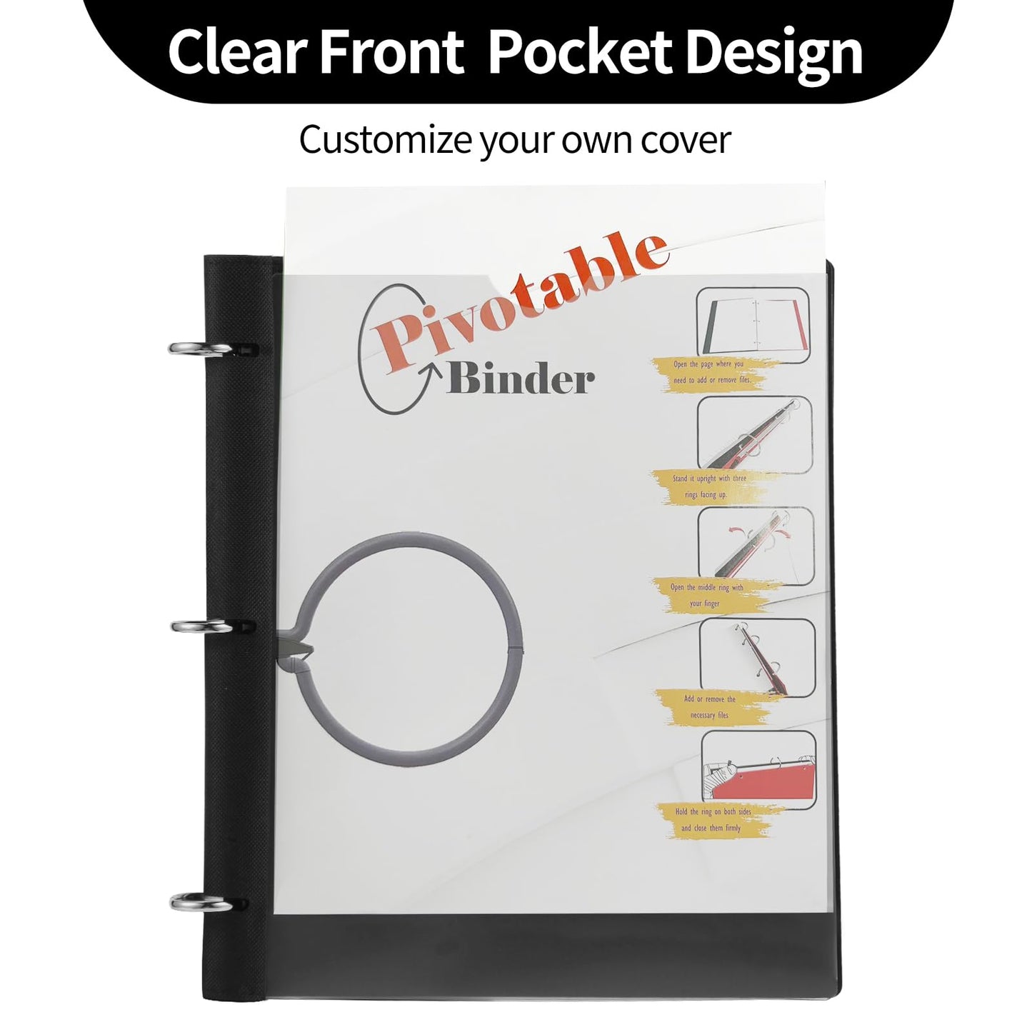 Tashkummy 360° Pivotable 3 Ring Binder, Upgraded Foldable Binders 1 inch 12 Pack, Thin Small Three Ring Binder Fits 8.5" x 11", for Home, School and Office- Black, Purple, Pink, Blue, Green, Red
