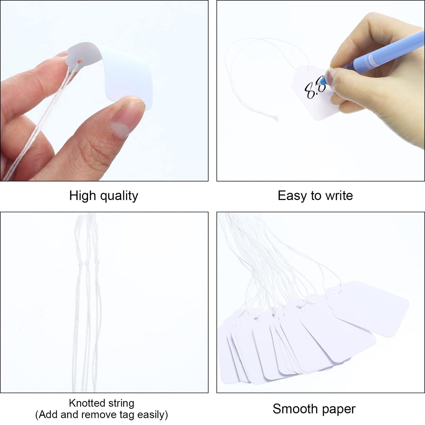 Fainne 3000 Pcs White Matte Hanging Price Tags with String, 1.18 x 1.89 Inch, Clothing Gift Merchandise Display Labels