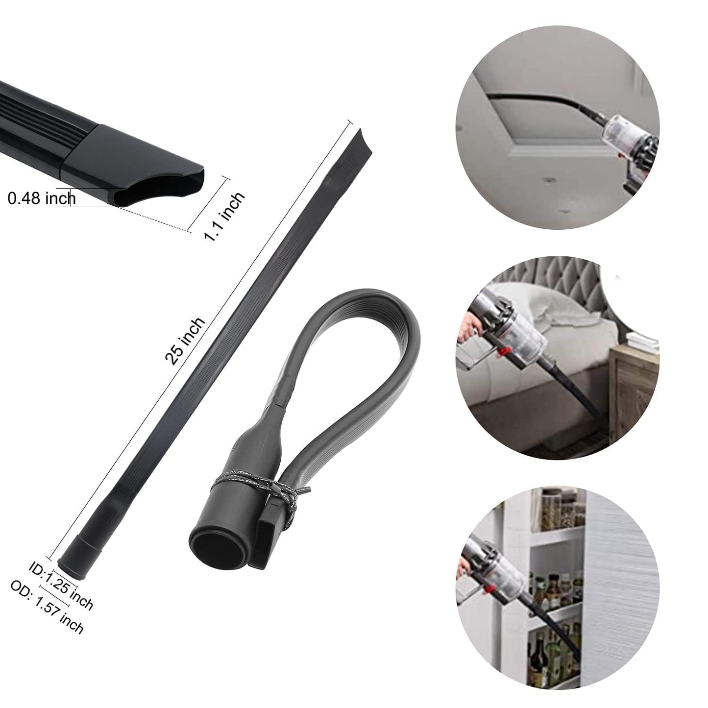 13 Pcs Household Vacuum Attachments for Shop Vac Accessories 1" & 1 1/4" & 1 3/8" &1 1/2" &1 7/8" &2 1/2"-Vacuum Hose Adapter Kit, 1 1/4" Vacuum Brush Flexible Crevice Tool, Vacuum Cleaner Straw Tubes