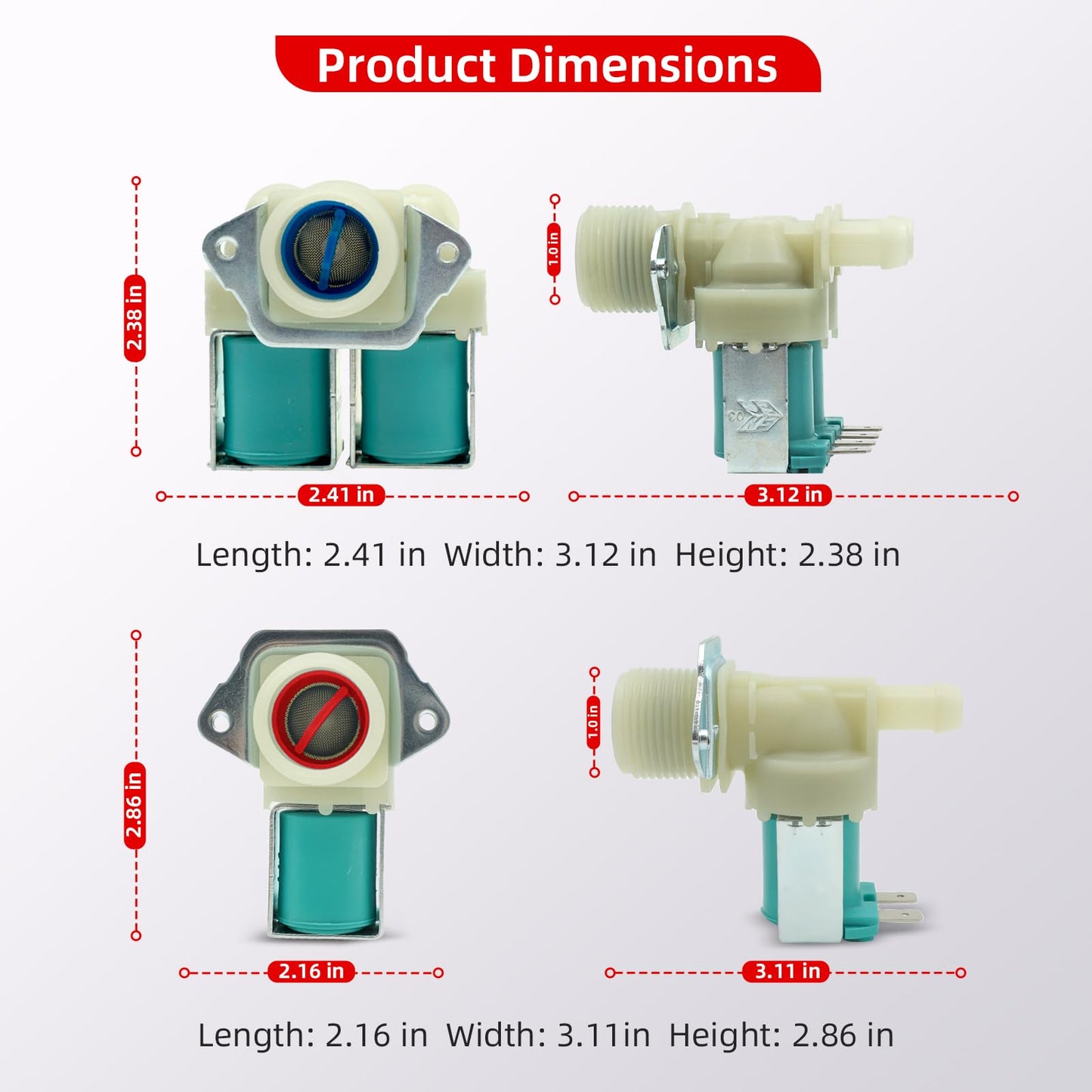 WF45R6100AP WF45T6000AV Cold & Hot Washer Water Inlet Valve Set Fit for Samsung WF45T6000AW WF45R6100A WF45R6100AC WF45R6100AW WF45R6300AV WF45R6100AV WF45R6300AC WF45R6300AP WF45R6300AW WF45T6000AP