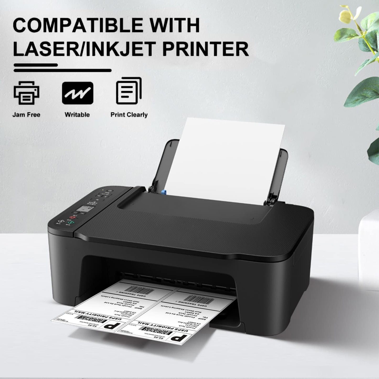 LabelMore 8.5'' x 5.5'' Half Sheet Self Adhesive Shipping Labels for Laser & Inkjet Printers - Rounded Corner - 1000 Labels - Shipping Labels 2 Per Sheet