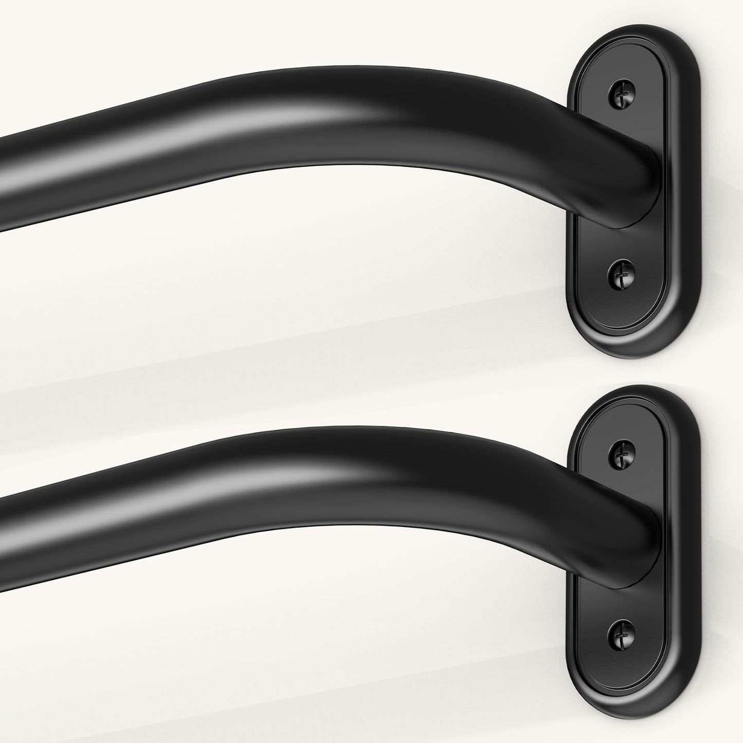 JRZOO 2 Pack Wrap Around Curtain Rods Black, Blackout Heavy Duty Curtain Pole for Windows 48 to 84 Inch, 1" Decorative Room Darkening Curved Modern Drapery Rod (Matte Black/Unique Design/All Metal)