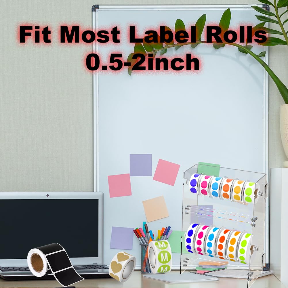 Double-Layer Acrylic Roll Sticker Dispenser - Adjustable Label Holder Tape Organizer for Office School Home Desktop Storage