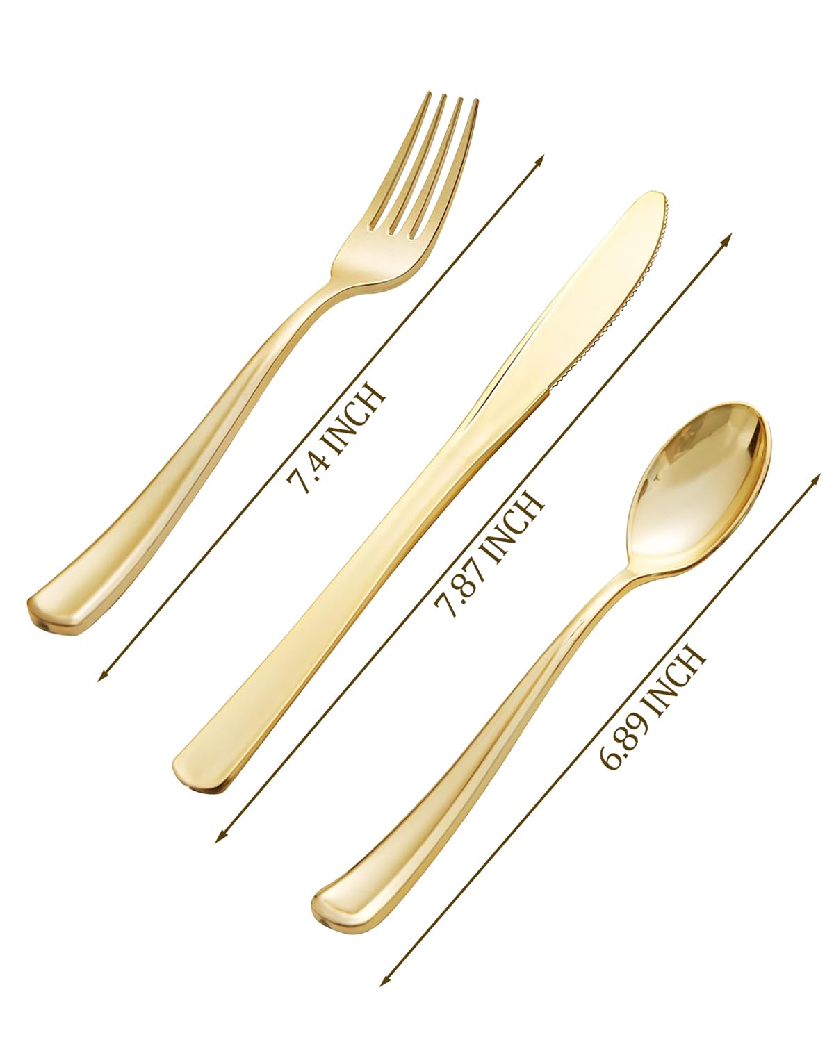 bUCLA 600 Pieces Gold Plastic Silverware - Disposable Gold Utensils - Heavy Duty Plastic Cutlery set- 200 Forks, 200 Spoons, 200 Knives for Party & Wedding