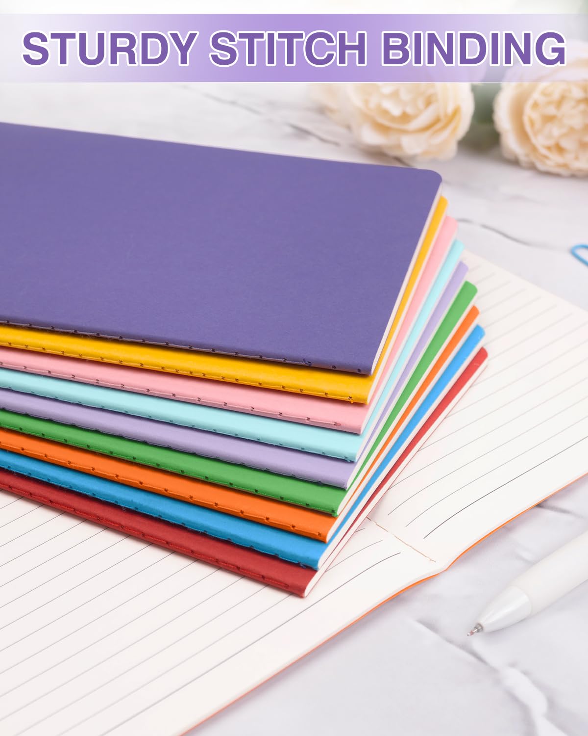 Dynta A5 Journals 45pcs 15 Colors Lined Notebooks Bulk College Ruled 5.5 x 8.3 Inches for Class or Conference, 30 Sheets/60 Pages