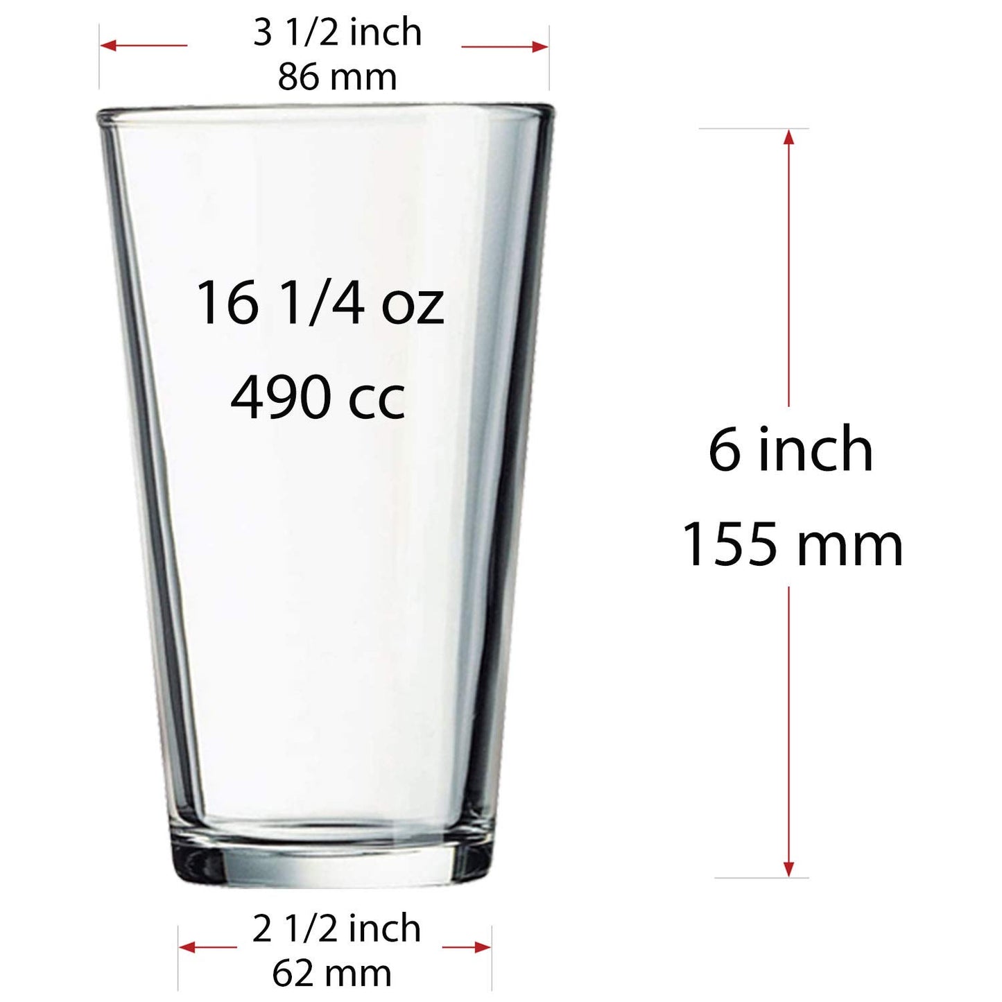 Drinking Glasses Set of 12-16 oz Glass Cups - Pint & Beer Glasses - Dishwasher Safe Water Glasses - Highball Tumblers