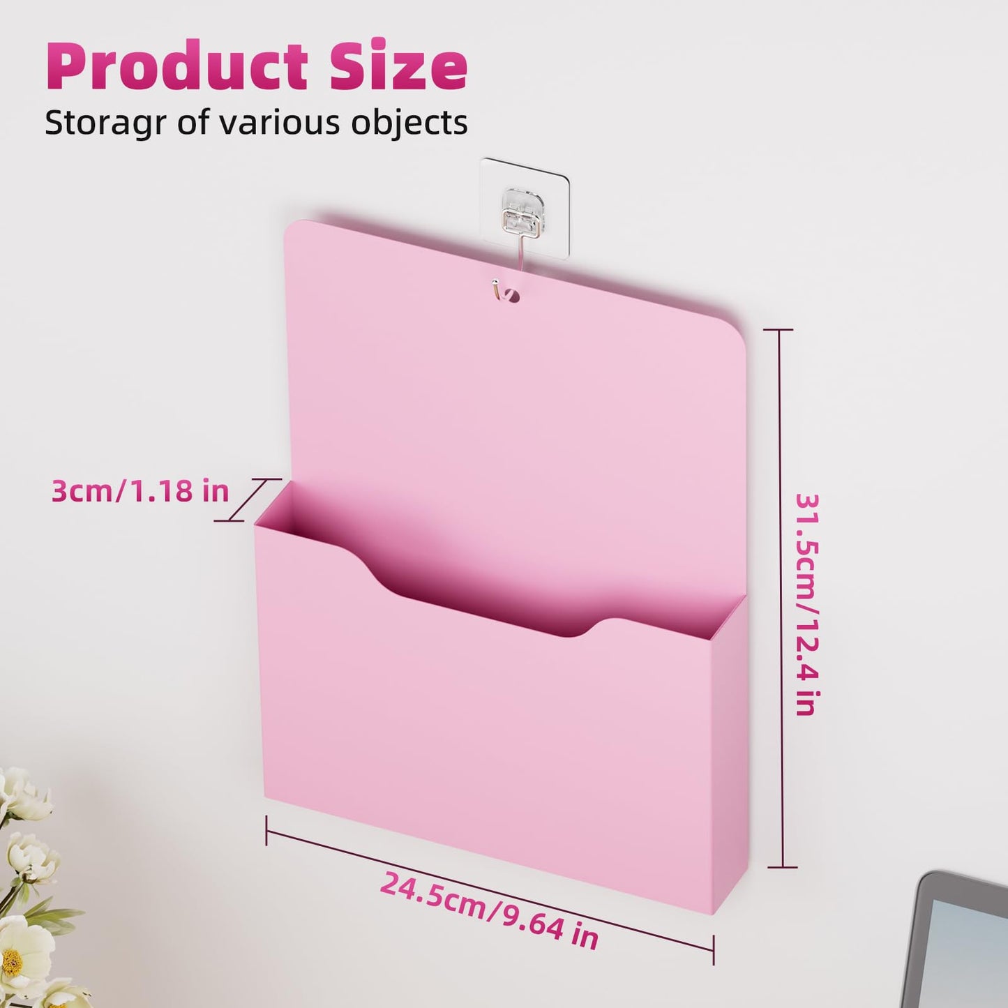 Magnetic File Holder - Magnetic Paper Holder, Pocket Organizer Office Supplies Storage Mail Organizer for Notebooks,Planners,Letter (6P)