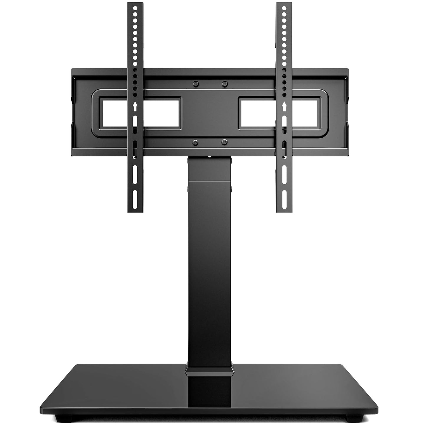 HOLMAXD Universal Swivel TV Stand Base for 32-75 Inch TVs, Height Adjustable Table Top TV Stand with Tilt Mount, Holds up to 110 lbs, Heavy Duty Temper Glass Base, Max VESA 400x400mm