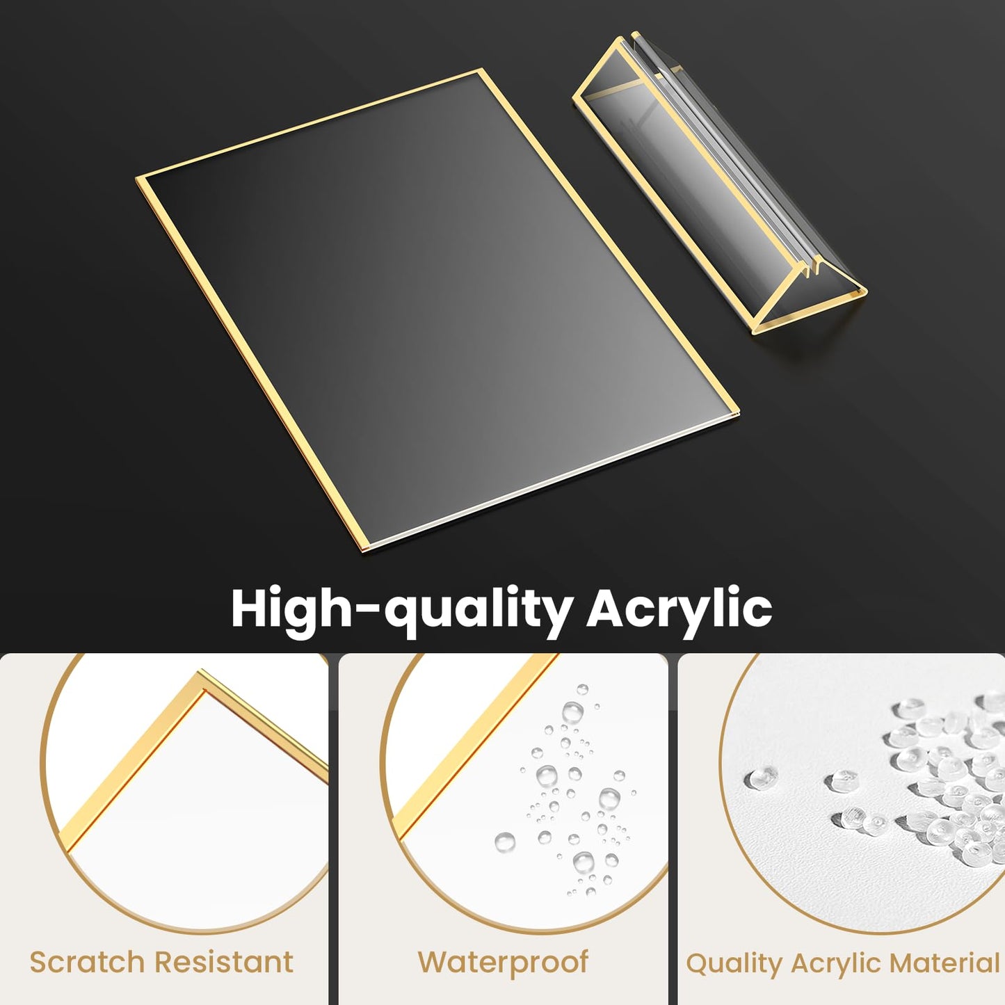 YOAEAILY Gold Frames 4X6 Acrylic Sign Holder Double-Sided Gold Picture Frames for Menu Holder Wedding Table Number Holder Christmas Photo Frames with Removable Clear Sticky Dots-12 Pack
