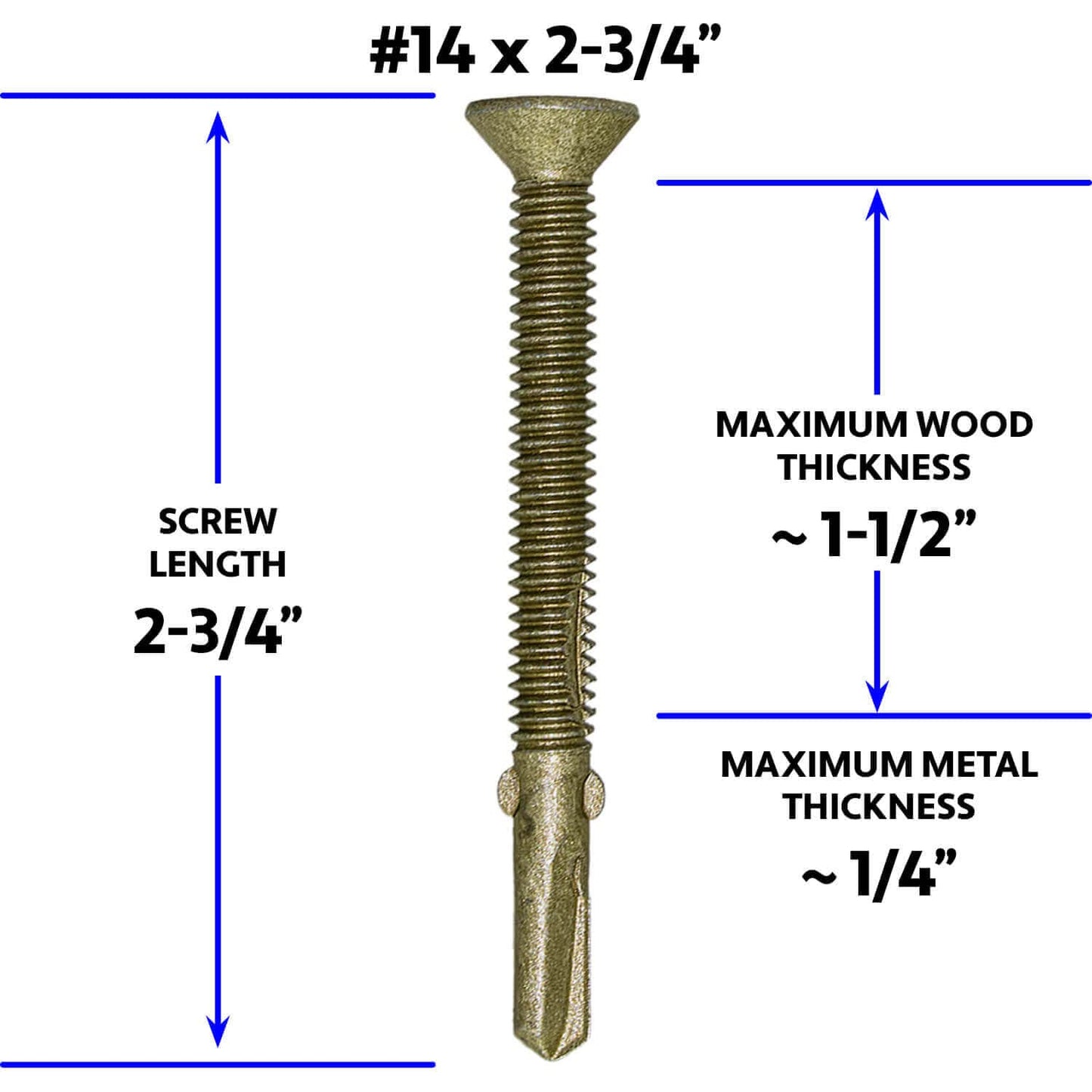 14x2-3/4 Reamer Tek Torx/Star Head Self-Drilling Wood to Metal Screws - for Flatbeds, Trailers - T-30 Torx Screw Head 5 POUNDS 170 Screws